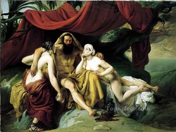  Romanticism Oil Painting - Lot and His Daughters Romanticism Francesco Hayez